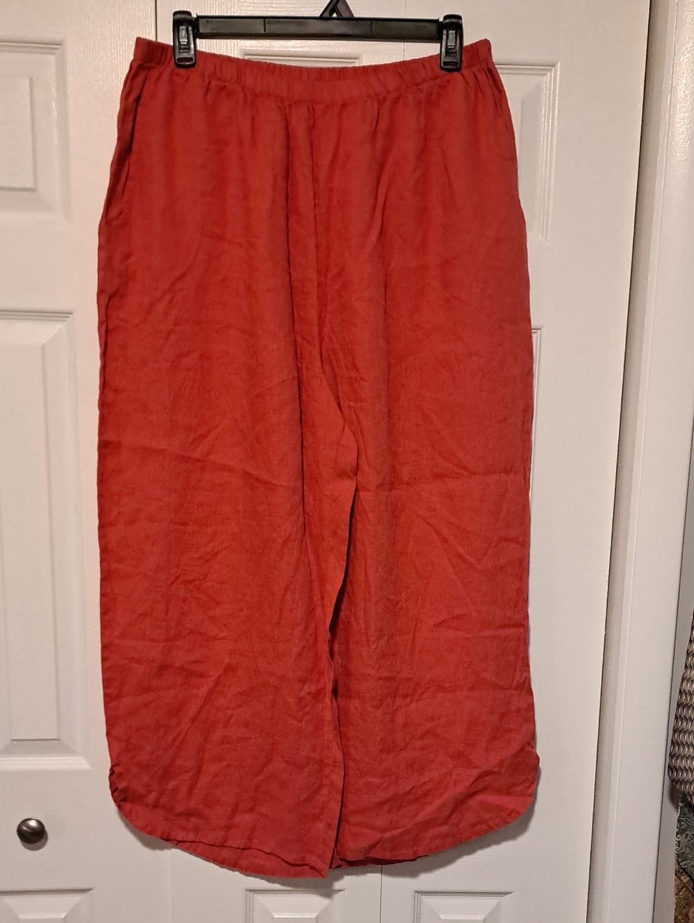 Flax 2G NWOT Wide-Leg Linen Pants - Red
